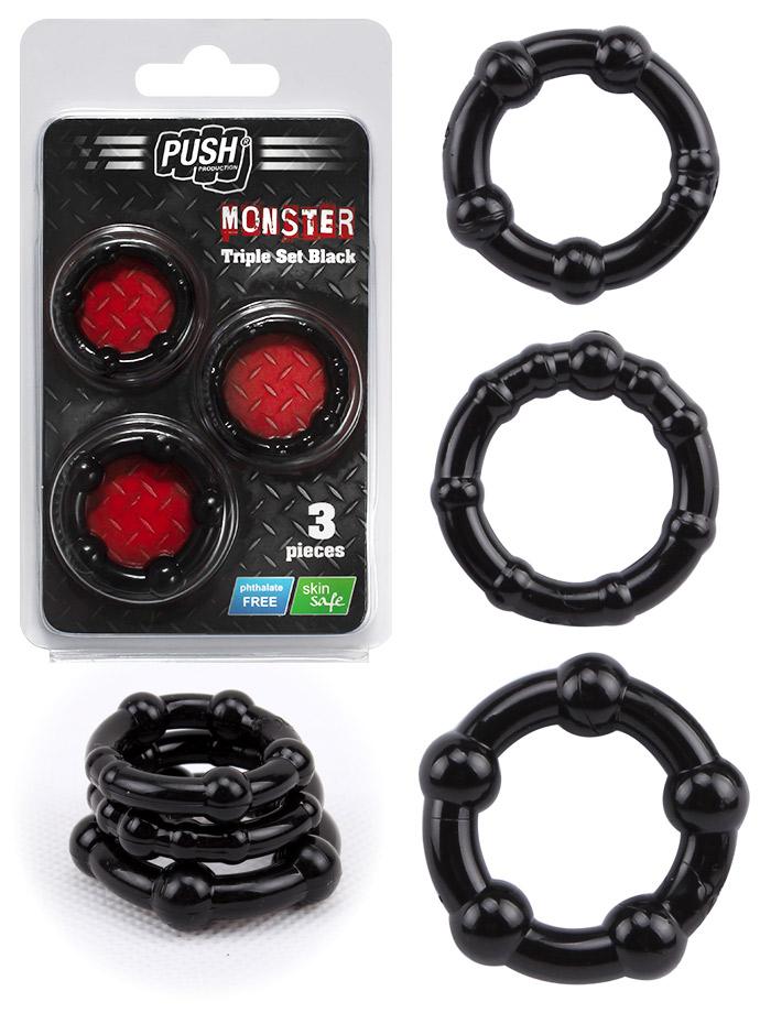 Push Monster erekční kroužky černé