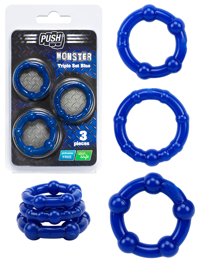Push Monster erekční kroužky modré